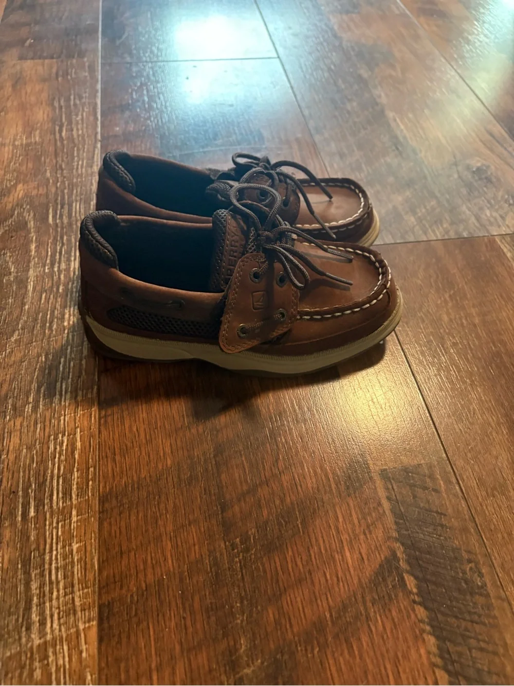 Sperry Kids Brown Suede Moccasins with Tan Sole